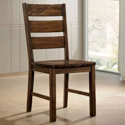 Refined solid wood armless ladder back dining chair in walnut finish for kitchen and dining spaces - Modera Furnish