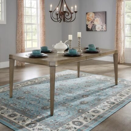 Antique taupe solid wood dining table with traditional rectangular design and refined antique finish – Modera Furnish