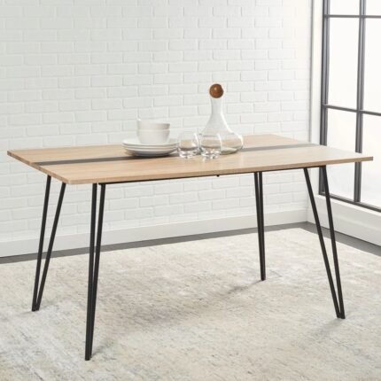 Solid wood dining table with natural top and black legs in a modern contemporary design – Modera Furnish
