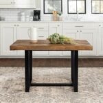 Distressed solid wood dining table in rustic oak finish with industrial metal base – Modera Furnish.