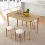 Rectangular solid wood dining table with natural brown finish and modern design for kitchen and dining spaces – Modera Furnish