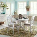 Solid wood white round dining table with pedestal base and oyster white finish in modern contemporary style – Modera Furnish