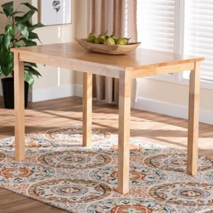 Compact solid wood dining table with natural brown finish in a modern contemporary design – Modera Furnish