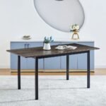 Rectangular solid wood and metal dining table with black legs in modern contemporary style – Modera Furnish.