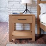 Solid wood bedside table with one drawer and open shelf in a natural pine finish for modern bedrooms – Modera Furnish