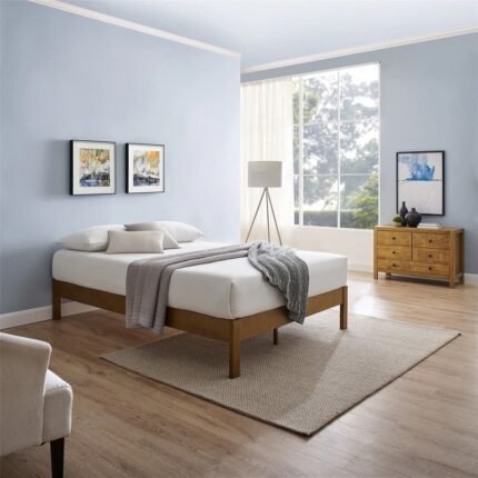 Modern Solid Wood Bedroom Bed - Brown