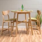 Natural oak solid wood counter-height round dining set with matching chairs for modern dining spaces – Modera Furnish