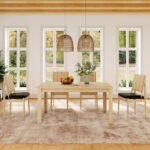 Solid wood rectangular dining table with natural finish for 6–8 people in modern style – Modera Furnish