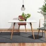 White solid wood rectangular dining table with modern design – Modera Furnish