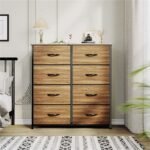 Burlywood grain 8-drawer wooden chest with metal frame – Modera Furnish