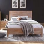 Distressed solid wood queen bed with driftwood finish and clean-lined design for modern sleeping spaces - Modera Furnish