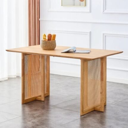 Mid-century modern solid wood dining table with oak brown finish and clean rectangular design – Modera Furnish