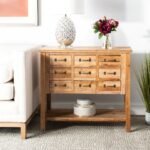 Solid wood chest of drawers with multiple storage compartments in walnut brown finish for refined interiors - Modera Furnish