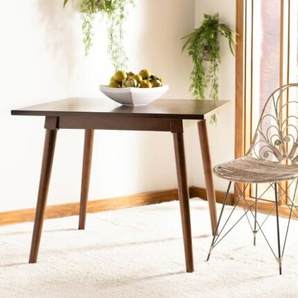Square solid wood dining table in walnut finish with modern contemporary design – Modera Furnish.