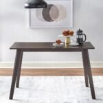Modern solid wood dining table with walnut finish and contemporary rectangular design – Modera Furnish.