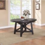 Industrial round solid wood dining table with distressed finish and extendable design – Modera Furnish