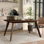 Mid-century solid wood dining table with walnut finish and tapered legs – Modera Furnish