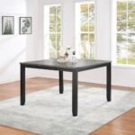 Extendable solid wood dining table with distressed grey top and black base in modern contemporary style – Modera Furnish